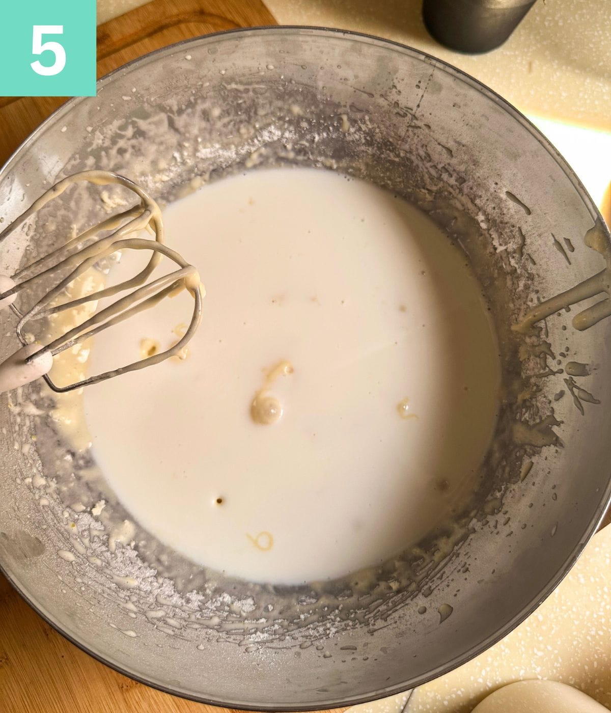 milk is added to the batter.