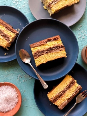 Salted Caramel Tiramisu sliced and served.