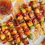 sweet and sour vegetable kebabs.