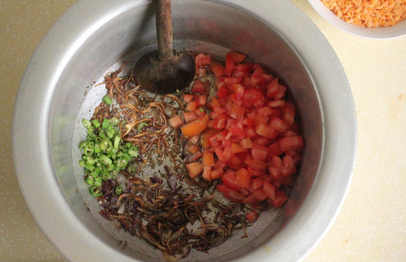 Masala moong masoor daal (yellow and red lentils)