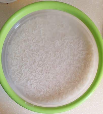rice soaked in water