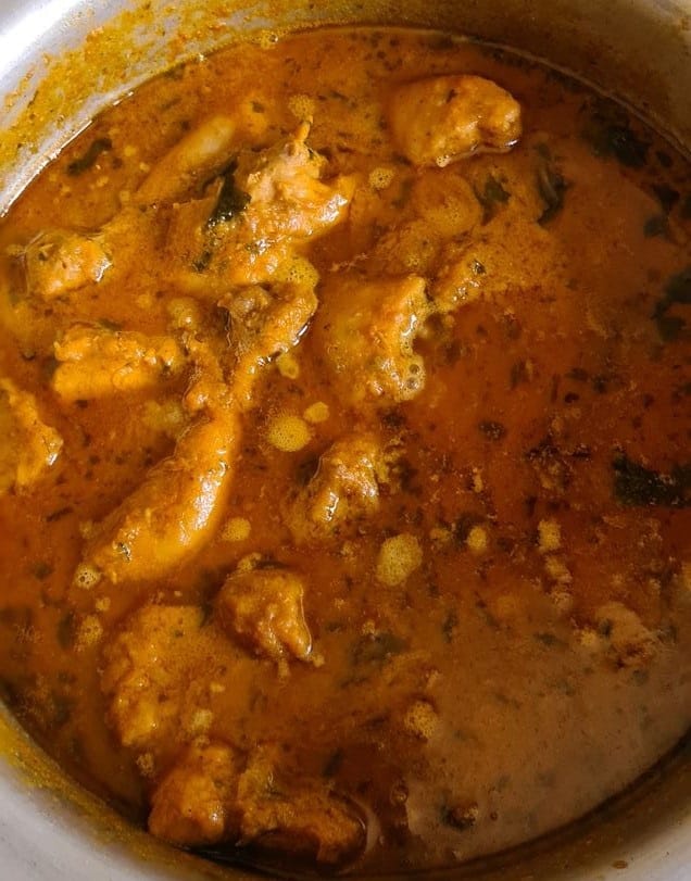 chicken qorma ready in a pot