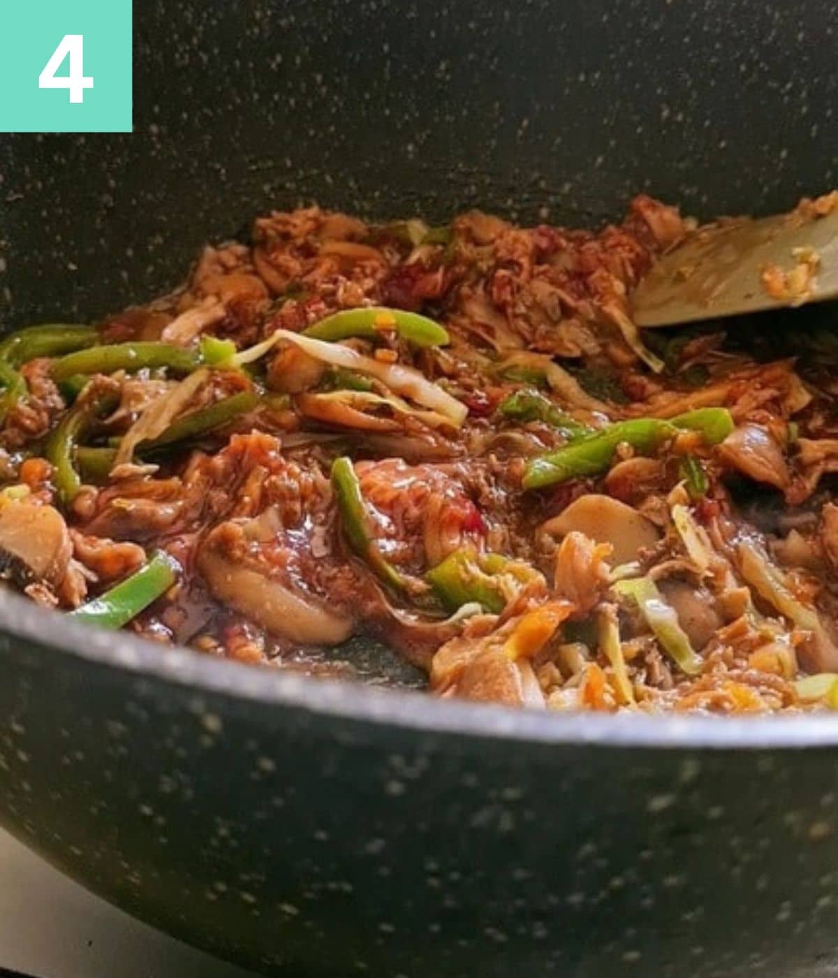 spices and sauces added to vegetables.