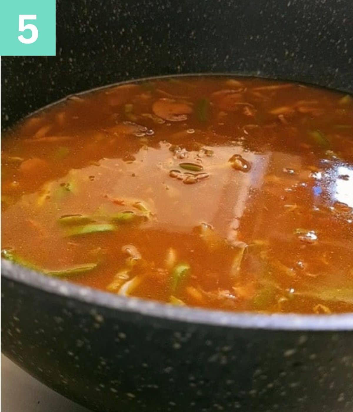 broth and chicken added to the vegetables.