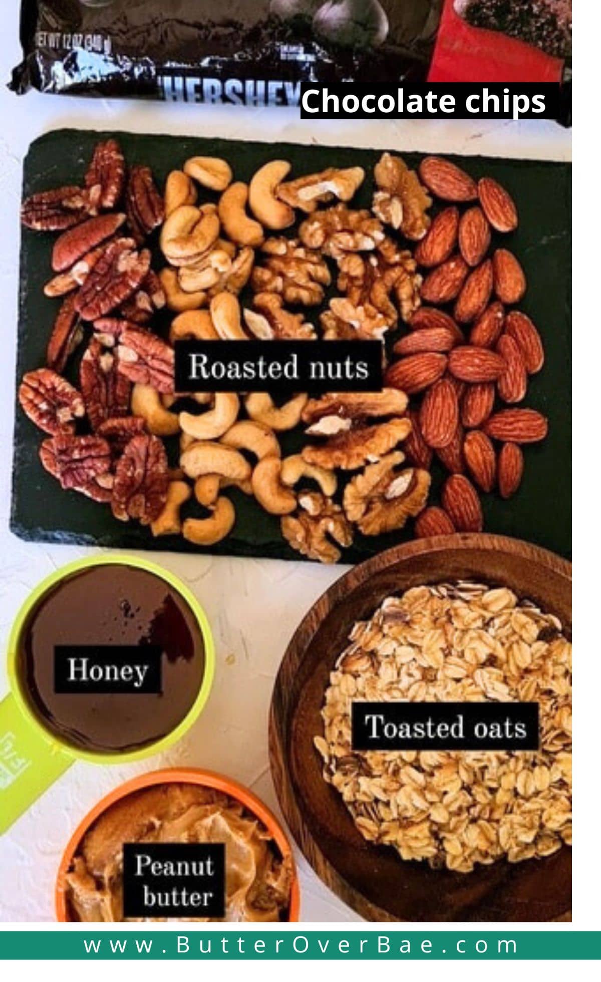 ingredients labelled and laid out.