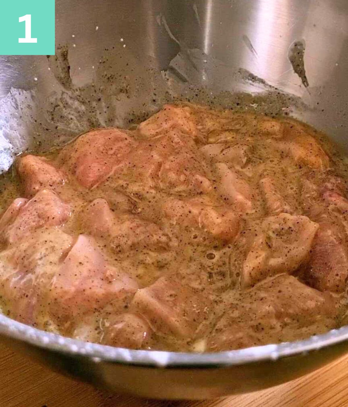 marinate chicken in spices.