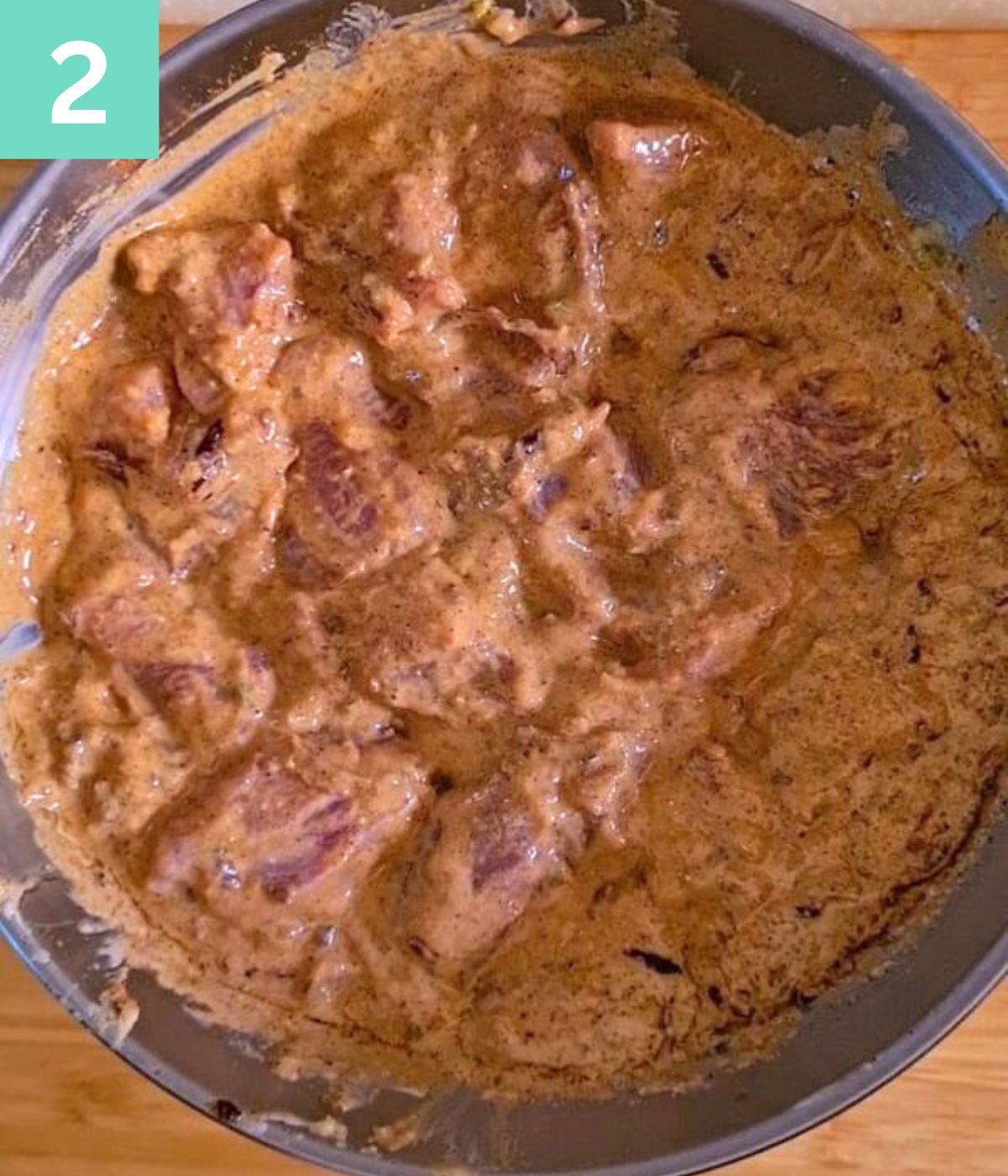 beef chunks or botis marinated in spices.