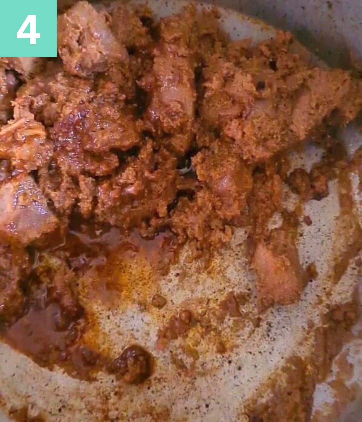 All the liquid from marination evaporated leaving dry beef with oil seperating on sides in the pot.