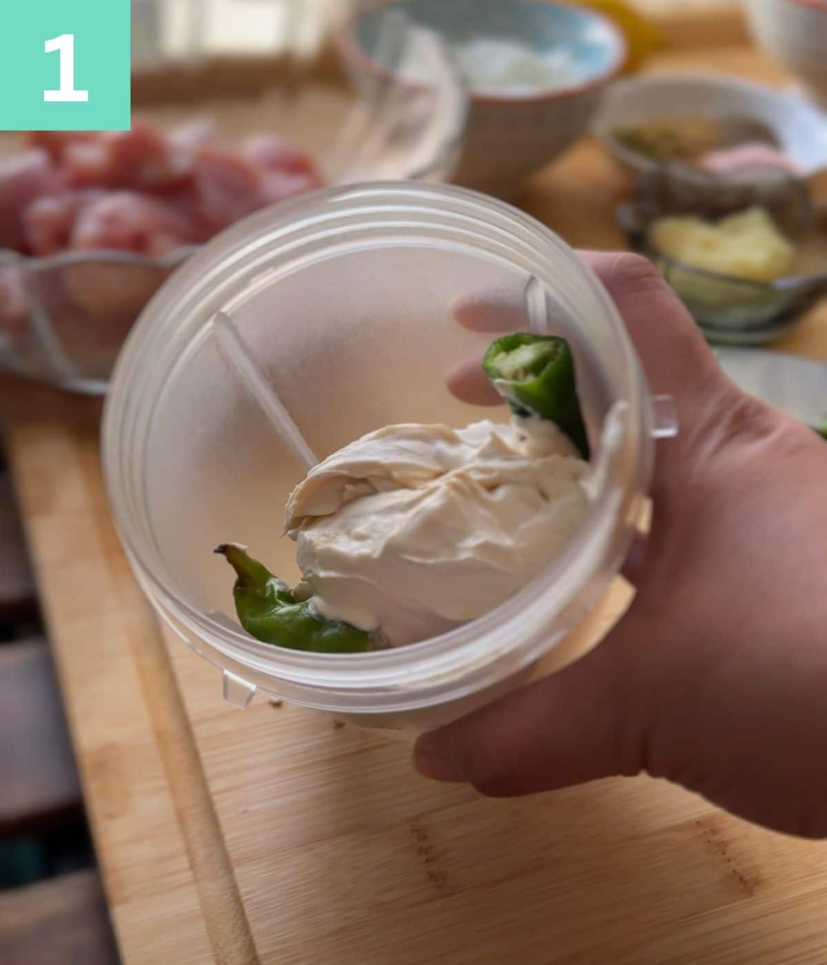 step 1: yogurt and chili in a blender