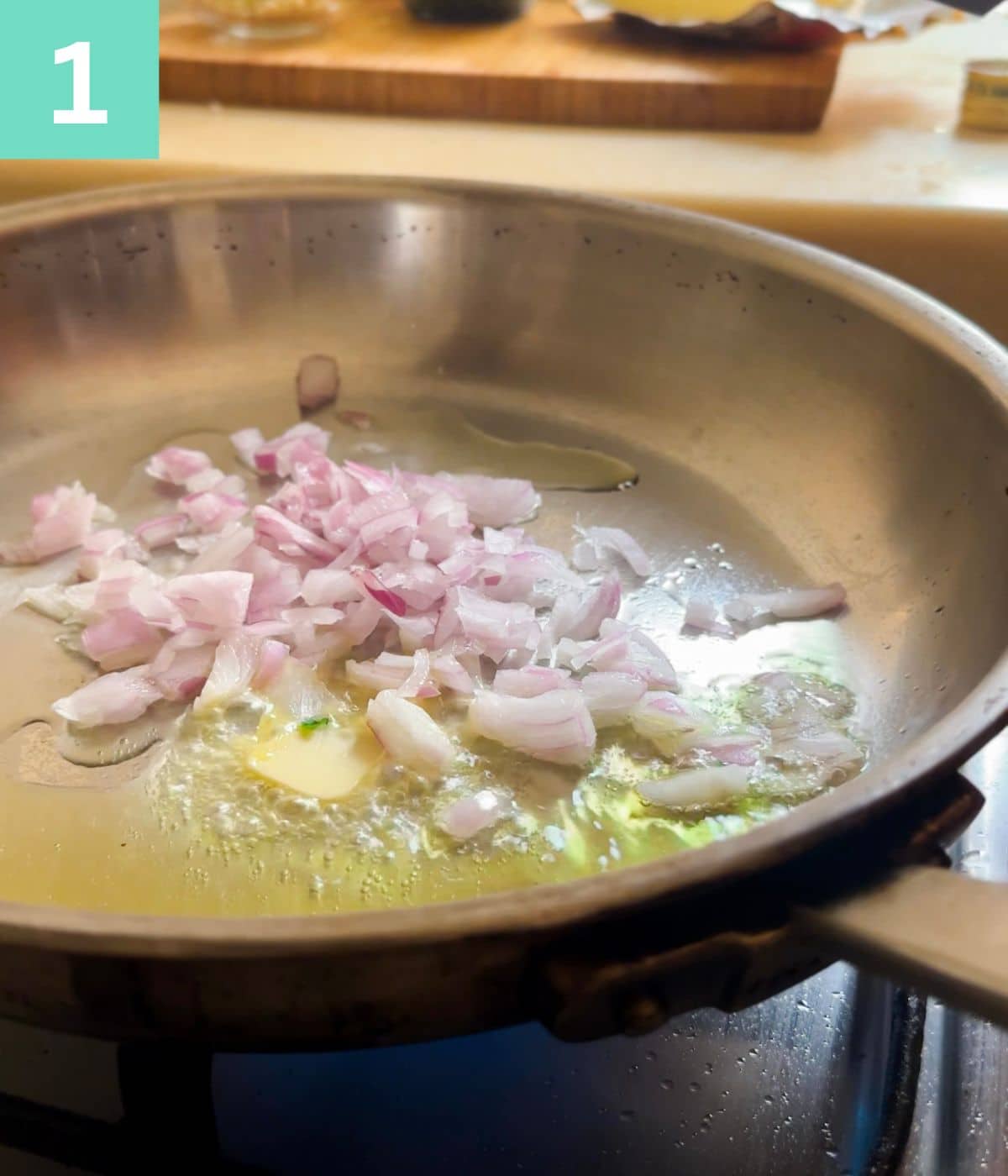 chopped onion in oil in a large skillet.