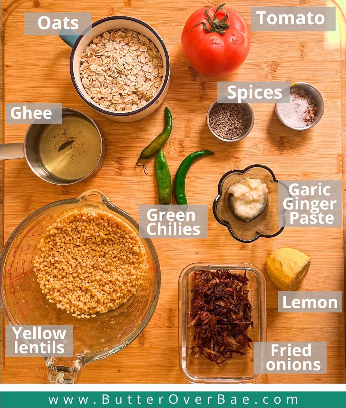 ingredients laid out separately and labelled.