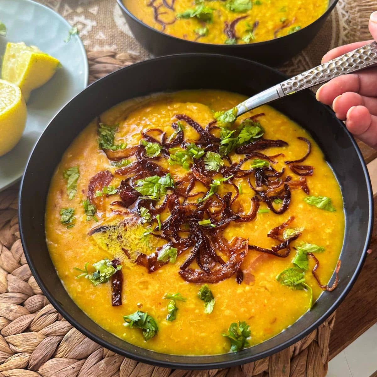 oats khichdi in a bowl.