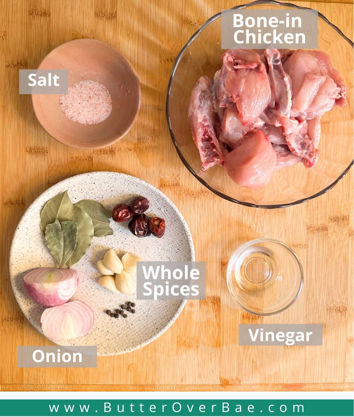 ingredients labelled and shown separately.