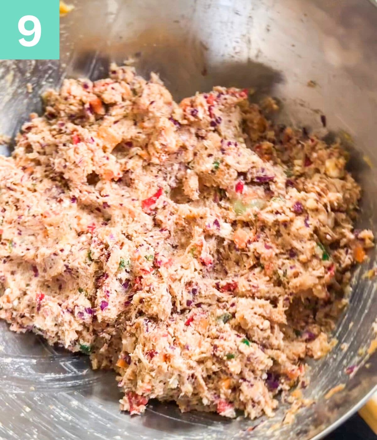 croquette mixture combined and ready for assembly.