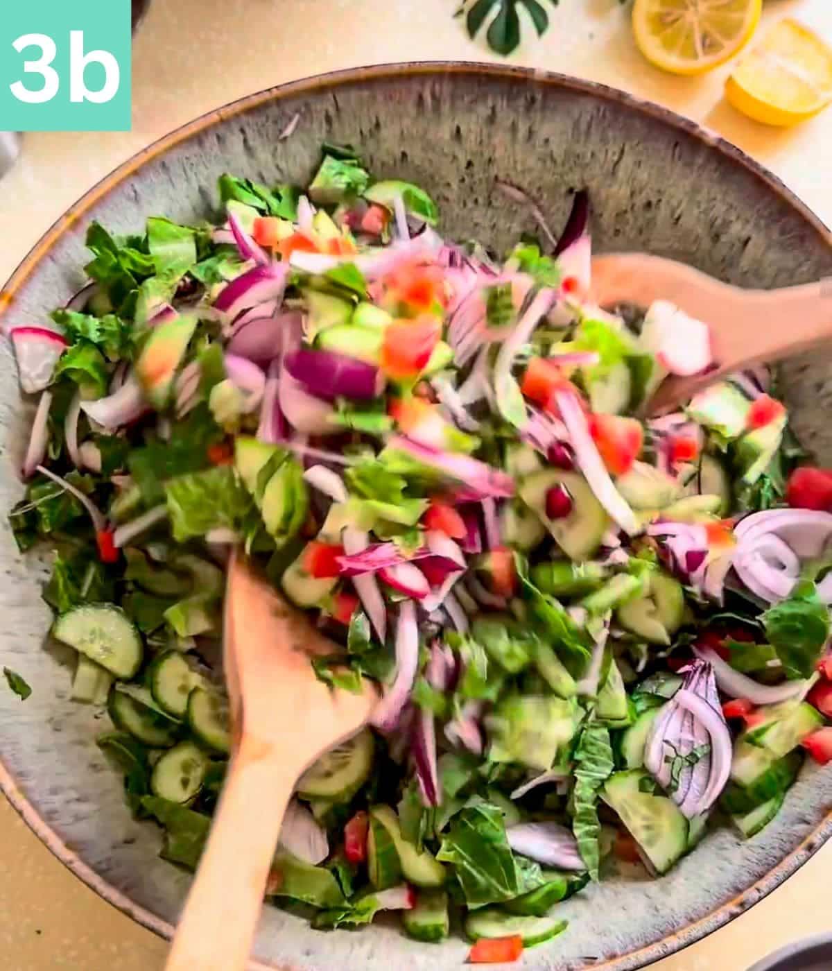vegetables tossed in the bowl.