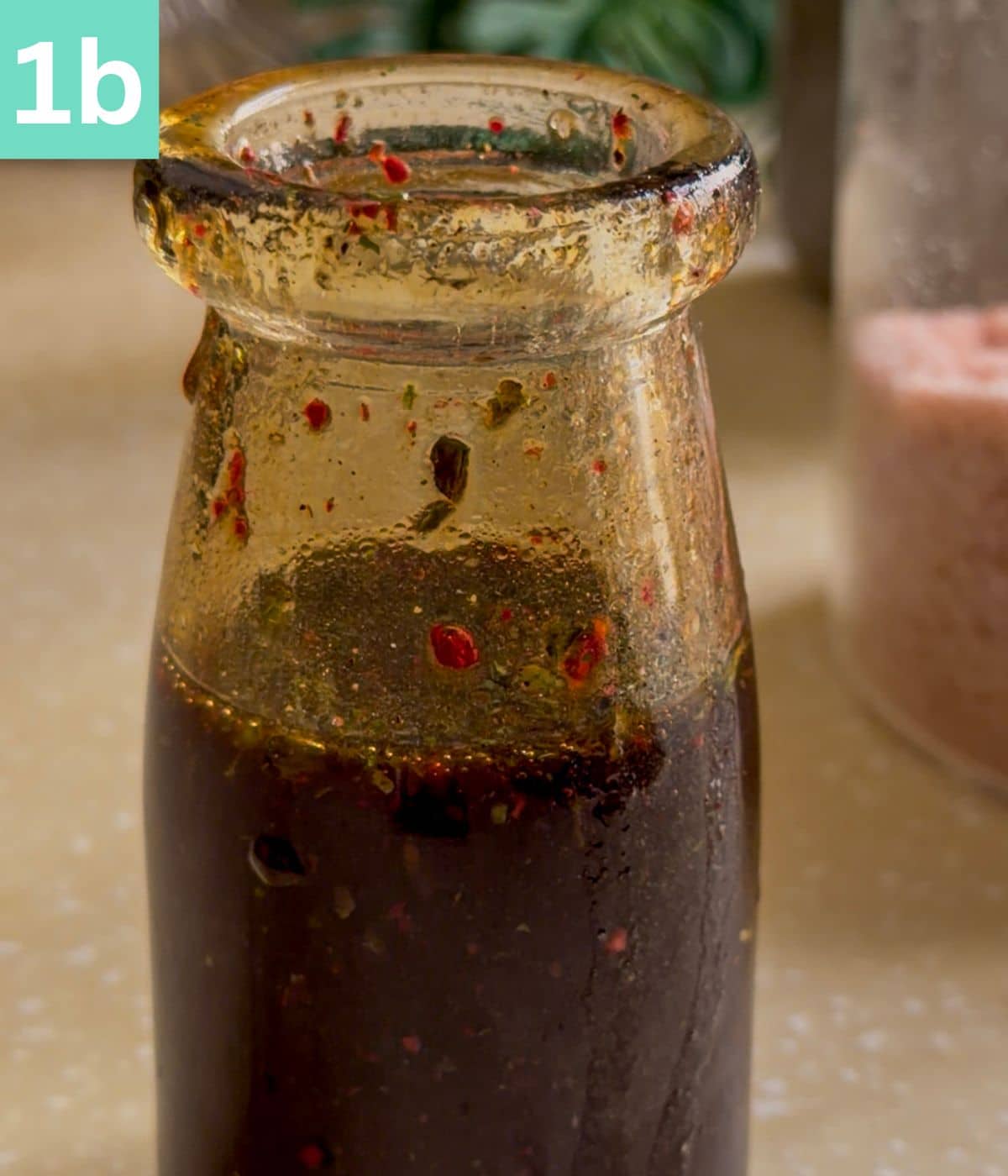 salad dressing ready and mixed.