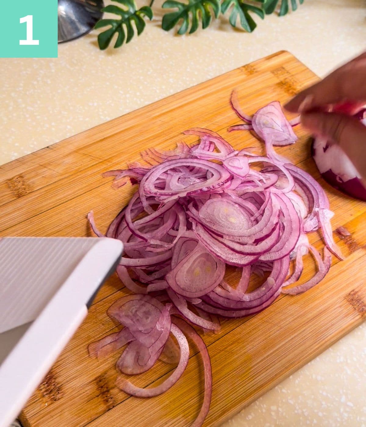 sliced onions.